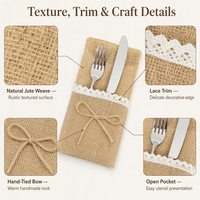 Organisateur de couverts en toile de jute pour fourchettes, couteaux, cuillères, baguettes – Décoration de table rustique pour événements, Noël, mariages, fêtes