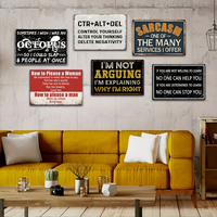 Juego de Letreros Metálicos de Humor Rústico con Reglas de Conducta para Vecinos, Herramientas Musicales y Advertencias de Sarcasmo para Decoración de Pared en Cueva del Hombre, Garaje o Bar