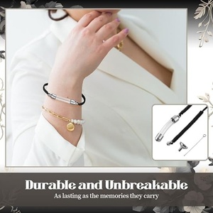 Bracelet urne funéraire en verre pour cendres d'animaux, bijou avec perles transparentes, <span class=keywords><strong>cordon</strong></span> extensible réglable, remplissable, à vis, pour chat et chien - Product Image 4