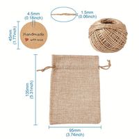Pochette en jute couleur nature avec logo personnalisé en gros emballage de bijoux cadeau sac à cordon en chanvre Hesse avec carte