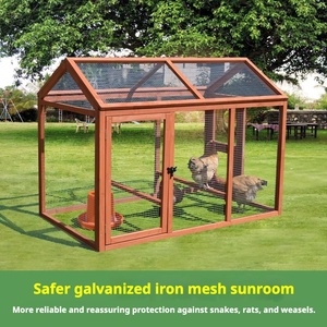 Cage en bois massif multi-tailles pour volailles et animaux domestiques, pour poulets, canards, pigeons, lapins, chats, chiens, intérieur et extérieur - Product Image 2