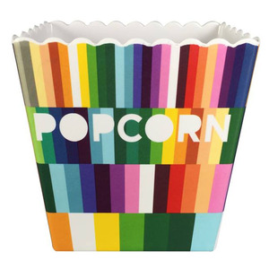 Caja de plástico para palomitas de melamina, bol con rayas azules y blancas de 32oz - Product Image 3