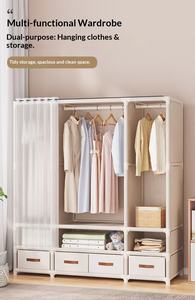 Armoire Portable en Tissu <span class=keywords><strong>avec</strong></span> Tiroirs, Organisateur de Rangement pour Chambre et Dortoir, Étagère Suspendue pour Vêtements, Gain de Place - Product Image 6