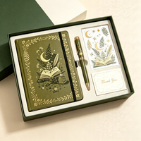 Carnet de notes A5 en cuir PU avec dorure or, couverture rigide, motif sorcière, 160 g/m², pages à pois épaisses, journal intime, cadeau