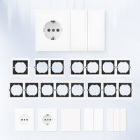 Interruptores y Enchufes de Pared WESA Ultrafinos con Botón Pulsador de 1/2/3 Vías, Enchufe Europeo de 1/2 Vía, Combinación Libre, Diseño Moderno de Lujo