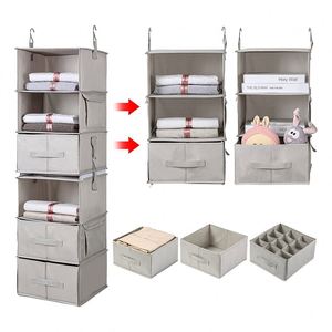 Pack 6-Shelf Hanging Closet Organizer, 2 Separable Hanging Shelves with 3 Drawers Clothes Organizer Shelves for Bedroom Closet - Product Image 1