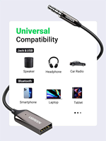 UGREEN Aux zu Bluetooth 5.0 Adapter 3,5mm Bluetooth-Empfänger für Auto USB 2.0 zu 3,5mm Klinkenadapter