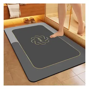 3D-bedruckte Kieselblumen-Schlamm-Bodenmatte, rutschfeste und saugfähige Badezimmermatte, Badezimmerteppich Küche Bodenmatte wasserdicht