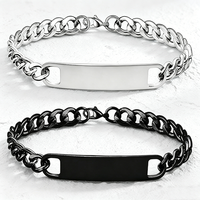 Bracelet classique en acier inoxydable Ywyougang, barre incurvée personnalisée, chaîne cubaine, chaîne de main, plaqué argent/noir pour hommes et femmes