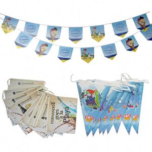 Promotional Cheap Custom Logo Festival Fashion Polyester Pennant Flags String Bunting - Product Image 1