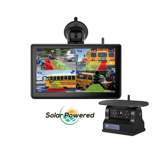 IPoster Truck 7in Wireless 4ch DVR IPS Monitor AI Blind Spot di rilevamento con batteria 10000mah batteria ricaricabile Kit di telecamere Wifi solari - Product Image 1