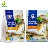 Sac d'emballage alimentaire congelé à fond plat, grande capacité, haute barrière, refermable, personnalisé, pour poisson, viande, hamburger, steak de bœuf