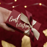 Boîte à chocolat personnalisée, petite, blanche, de luxe, pour invitations de fête, emballages de dragées, cadeaux de mariage, avec ruban