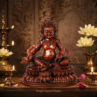 Statue de Jambhala tibétaine de la prospérité, faite à la main, en cuivre moulé, plaqué bronze, polie, finition rouge antique, directement de l'usine