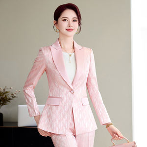 2025 नई गुलाबी महिला सूट जैकेट वसंत शरद ऋतु कोरियन अवकाश पेशेवर प्रसारण मेजबान कपड़े महिलाओं के पेशेवर सूट - Product Image 3