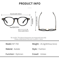 NP-750 vente en gros rétro lunettes unisexe plein cadre lunettes à la main lunettes acétate lunettes montures de lunettes