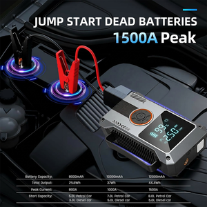 Démarreur portable 6 en 1, 1500A de pointe, booster de batterie de voiture, batterie externe, compresseur d'air 160 PSI, gonfleur de pneus, lumière LED - Product Image 3