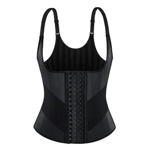 New chic elastic latex 25 Steel Boned Body Shaper Waist Trainer Vest Slimming Sheath modeling strap bodysuit corset top