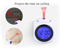 Mini Cube numérique avec rétroéclairage bleu LED, réveil avec Projection de lumière LED au plafond