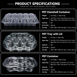 Envase Transparente Desechable para Alimentos con Logotipo Personalizado, Cierre Seguro, Fácil de Abrir, de Grado Alimenticio, con 14 Compartimentos, PET, Recubrimiento UV para Agricultura - Product Image 5