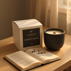 Aikun Assorted Black <b>Pink</b> Gray Beige Marbled Ceramic Jar Wooden Wick Scented <b>Candle</b> with Gift Box Packaging for Retail Display - Product Image 2