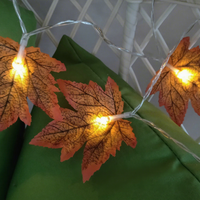 Guirlande lumineuse LED feuille d'érable blanc chaud pour Thanksgiving, étanche IP44, à piles, décorations festives sur le thème de l'automne