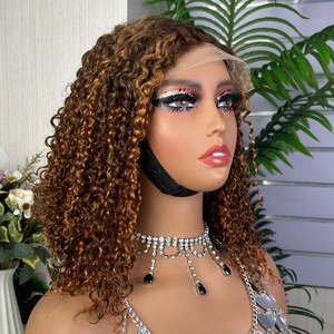 Factory Price 300g Raw Virgin Hair <b>Wigs</b> Super Double Drawn 5 X 5 Glueless Lace Closure <b>Pixie</b> Curl Many Color <b>Wigs</b> Wholesale - Product Image 1