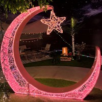 Guirlandes lumineuses LED 3D en forme d'arche de lune, imperméables pour l'extérieur, décoration pour les fêtes du Ramadan, festival de l'Aïd Moubarak
