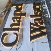 Letras Iluminadas con Halo de Acero Inoxidable Negro Mate Pintadas con Spray LED de 75 mm de Grosor, Letrero Personalizado para Interiores de Fábrica con Alta Tasa de Elogios