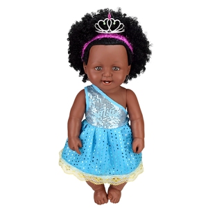 Poupée noire en PVC écologique de 19 pouces avec accessoires de cheveux afro, poupée en vinyle pour fille fabriquée par Black Dolls - Product Image 1