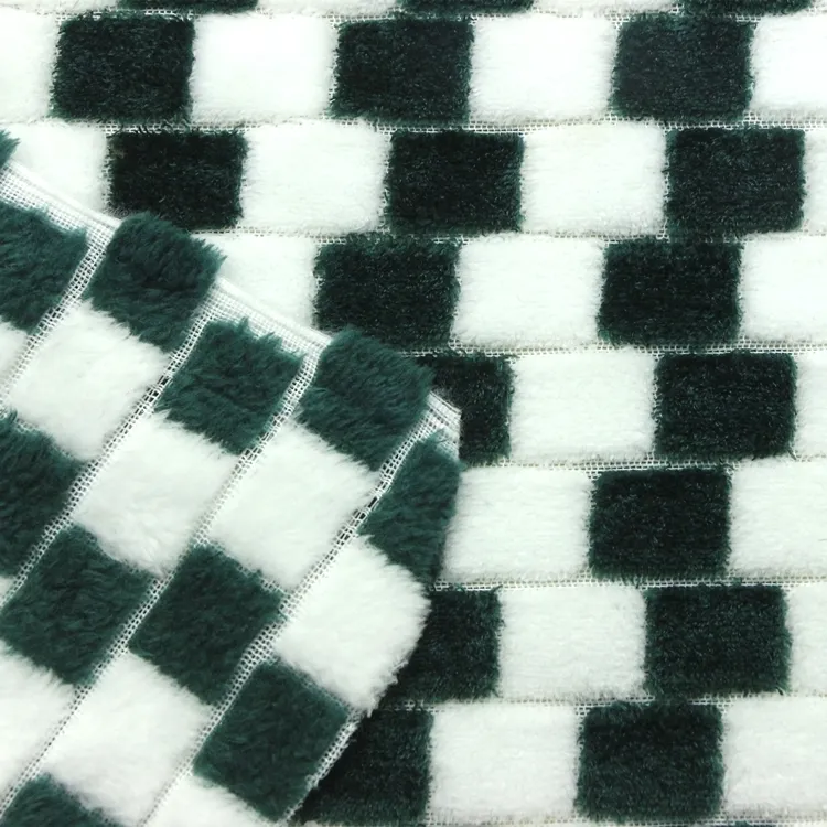 Jacquard Flannel Fleece Fabric Knit Warp Cationic Rib Drop Stitch Checker Dobby Cation Flano Flannel Fleece Fabric for Blanket