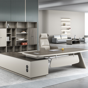 Minimalist Modern L-shaped Wood Executive <b>Desk</b> Set with Side Table Premium Feel for Home Office and Commercial Use - Product Image 4