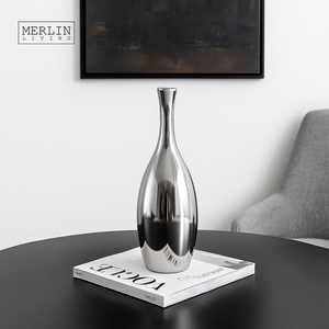 <span class=keywords><strong>Vase</strong></span> en céramique de luxe moderne Merlin Living, effet miroir argenté et doré, pour la décoration de la maison, ensemble de petits vases métalliques pour fleurs - Product Image 4