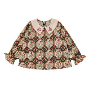 Chemisiers pour filles YOEHYAUL C3663 100% coton tissé pour adolescentes et petites filles, chemisiers à manches longues à imprimé floral pour enfants de 2 à 14 ans - Product Image 2