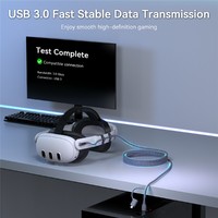 Cable de Datos AMVR LC6L de 16 Pies, 2 en 1, USB A Tipo C a Tipo C, 5Gbps, Trenzado de Nailon, para Juegos de Realidad Virtual