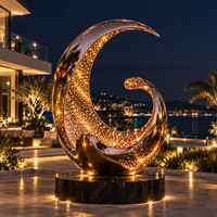 Sculpture lumineuse perforée en acier inoxydable sur mesure, finition miroir, pour jardin, place publique, hôtel, villa, décoration extérieure durable, directement de l'usine