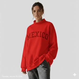 Sweat-shirt décontracté surdimensionné pour femme avec logo personnalisé OEM, col montant, en molleton 100 % coton de haute qualité, respirant pour l'hiver - Product Image 1