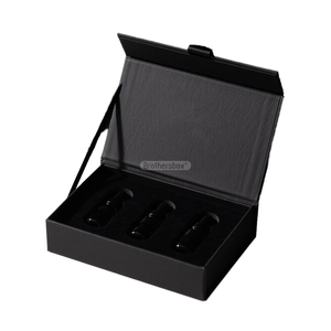 Emballage de soins de la peau de luxe biodégradable au design personnalisé Boîte <span class=keywords><strong>magnétique</strong></span> noire d'<span class=keywords><strong>essence</strong></span> de parfum faite à la main avec insertion en Eva - Product Image 1