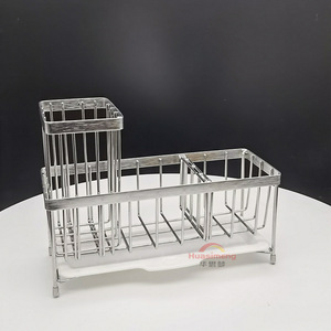 304 Stainless Steel Countertop Drain Basket Sink Soap Storage Rack Kitchen Organizer Dishwasher Safe Rectangle Shape - Product Image 1