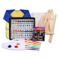 XBW 39 قطعة الفن مجموعة أدوات رسم مجموعة ألوان الطلاء الإكريليكية الاطفال الفن مجموعة الاكريليك اللوحة اللوازم طقم مع حقيبة التخزين