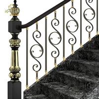 Rampe d'escalier moderne de luxe sur mesure, durable, facile à installer, accessoire pour villa et hôtel, en laiton et aluminium, finition or bronze MEIXI 1