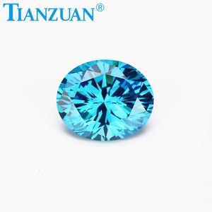 6A di alta qualità cubic zirconia aqua blu gemme ovale forma sciolto pietre preziose - Product Image 2