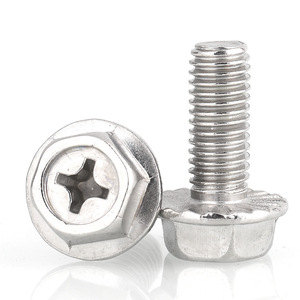 Wholesale Factory Price 304 Stainless Steel Cross Recessed Hex Flange Head <b>Screw</b> M3 <b>M5</b> M6 Metric Sizes Plain - Product Image 2