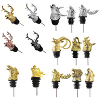 Tête de cerf verseur et bouchon de bouteille de vin verseur de bouteille d'alcool bec verseur cerf pour whisky alcool spiritueux