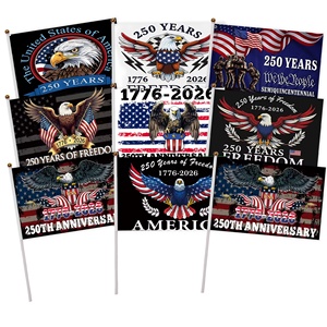Bandierine Personalizzate USA 250° Anniversario, Aggiungi il Tuo <span class=keywords><strong>Logo</strong></span>, Bandiera a Mano Personalizzata 1776-2026 per Eventi, 5x8 Pollici - Product Image 1