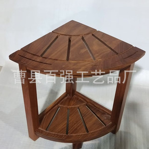 Estante de Almacenamiento de Esquina de Madera, Top 100, 30x30x42cm, Organizador de Baño de Doble Capa, Plegable, de Madera Maciza - Product Image 3