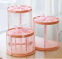 Matériel rond Transparent en PET de qualité alimentaire, 4 6 8 10 12 pouces, nouveau emballage rond en plastique pour gâteau, rond et Transparent en PET