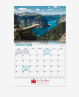 Calendriers muraux personnalisés Europe 2027 imprimés sur mesure, logo personnalisé, cadeau promotionnel, vente en gros, qualité supérieure