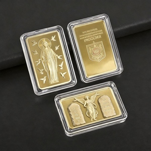 非磁性黄铜和锌合金镀金展示条、纪念方形硬币、银锭、铸造电镀工艺品 - Product Image 5