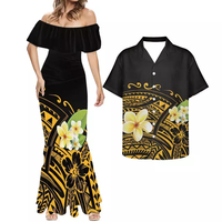 Online <strong>Best</strong> <strong>Selling</strong> Polynesian Samoan Tribe Design Print Party Couple Clothing Women Off Shoulder Sexy <strong>Dresses</strong> Match Men Shirts